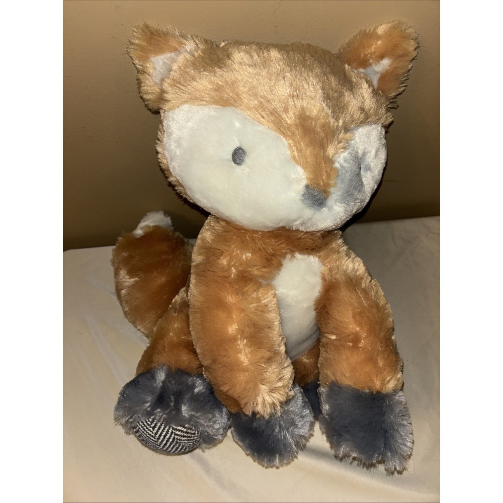 Levtex Kids Fox Plush 16" Tan Gray 2017 Stuffed Animal Toy Plush Sewn Eyes